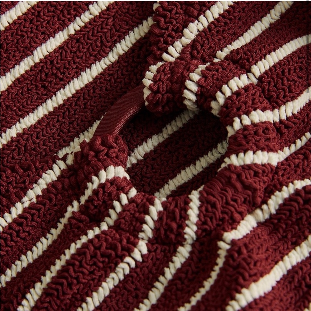 NWT hunza g striped celine swimsuit in wine/white - Picture 4 of 9